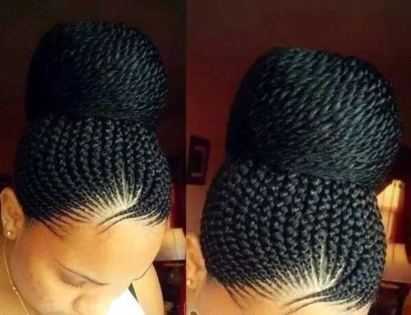 Elegant Updo Nigerian braids for round face