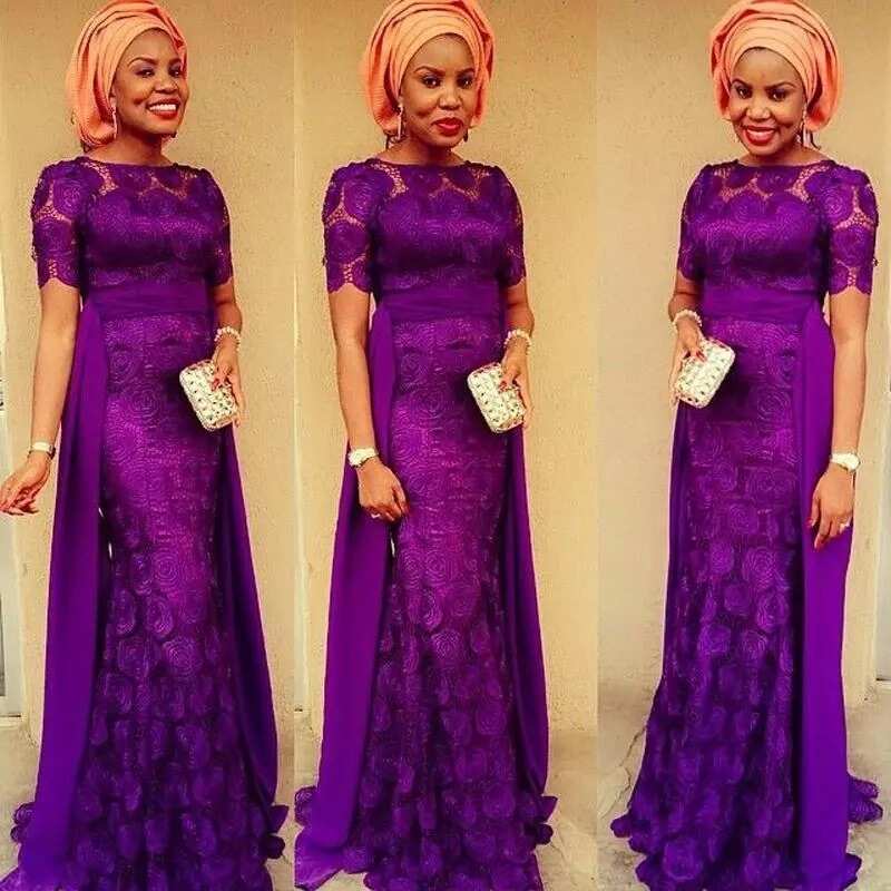 Latest lace gown styles in Nigeria - velvet