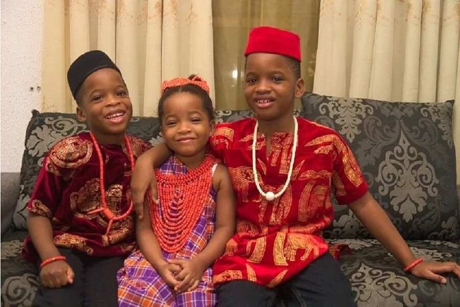 Igbo traditional tunics and caps for boys (Linda Ikeji's nephews and niece, www.nairaland.com)