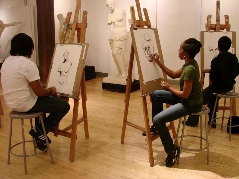 Students drawing