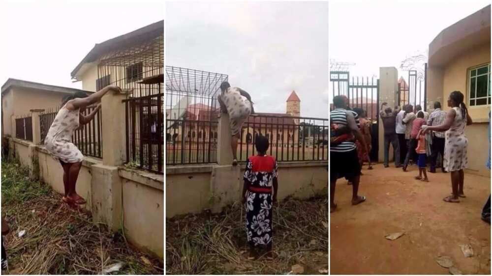 Mother climbs school fence in Anambra to get her kid over Monkeypox rumors (photos)