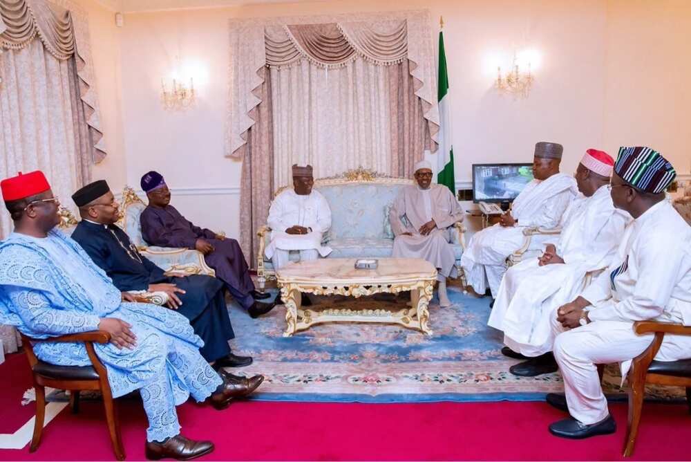 BREAKING: President Buhari receives governors in London (photos)