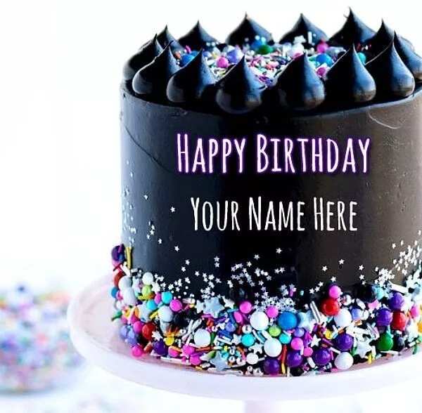 Beautiful chocolate birthday cake with name design