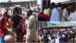 Family of Reverend Father being ordained storms church with masquerade in Imo (photos)