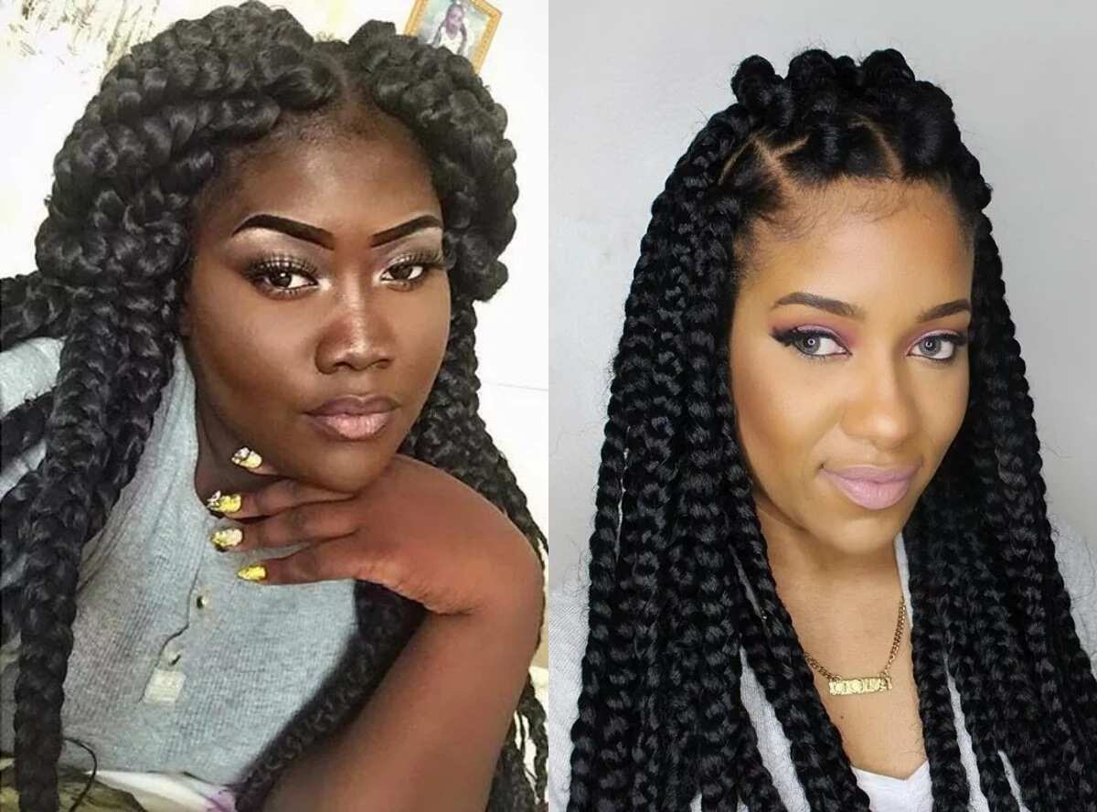 43 Big Box Braids Hairstyles for Black Hair - StayGlam | Box braids  hairstyles for black women, Big box braids hairstyles, Box braids styling