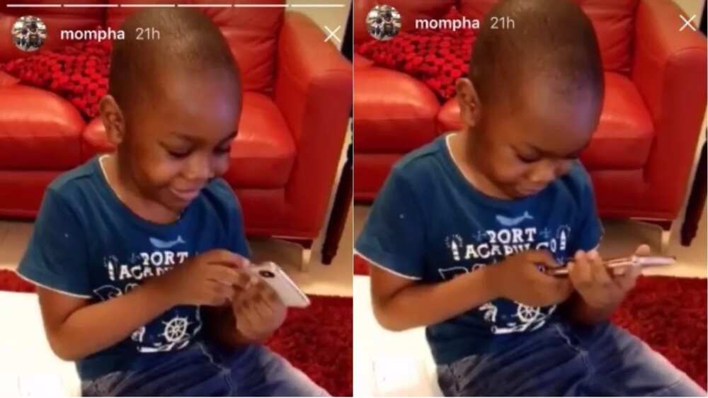 Big boy Mompha purchase Iphone x for his son
Source: Snapchat, Mompha