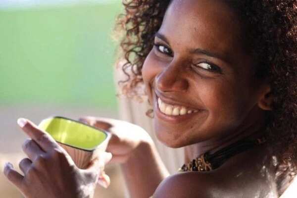 woman drinks tea