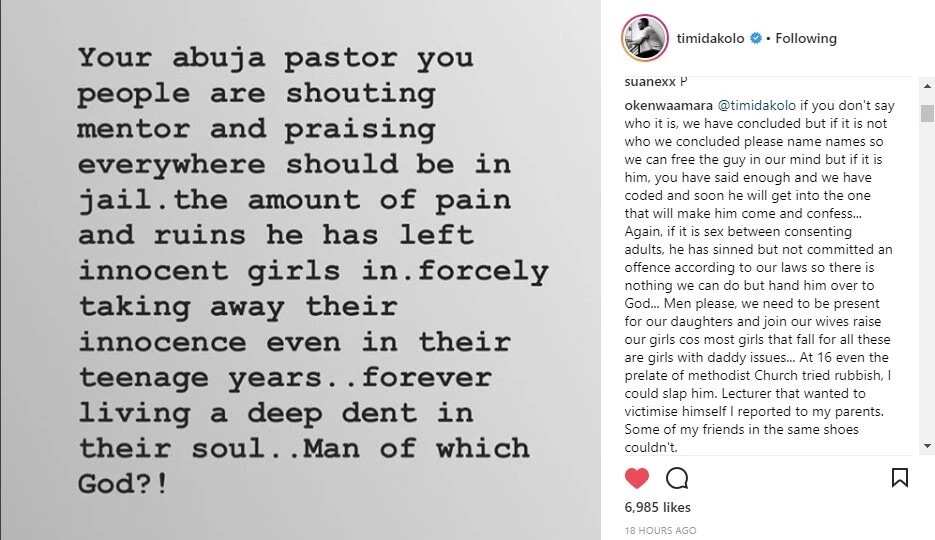 Timi Dakolo shares a story of an Abuja pastor who should be in jail