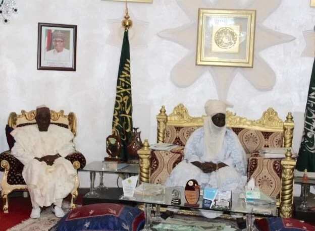 Jonathan pays a visit to His Royal Highness, Umar Farouq Bahago, Emir of Minna