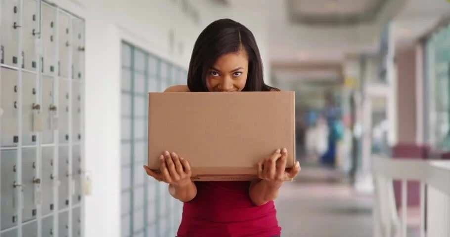 A girl with parcel