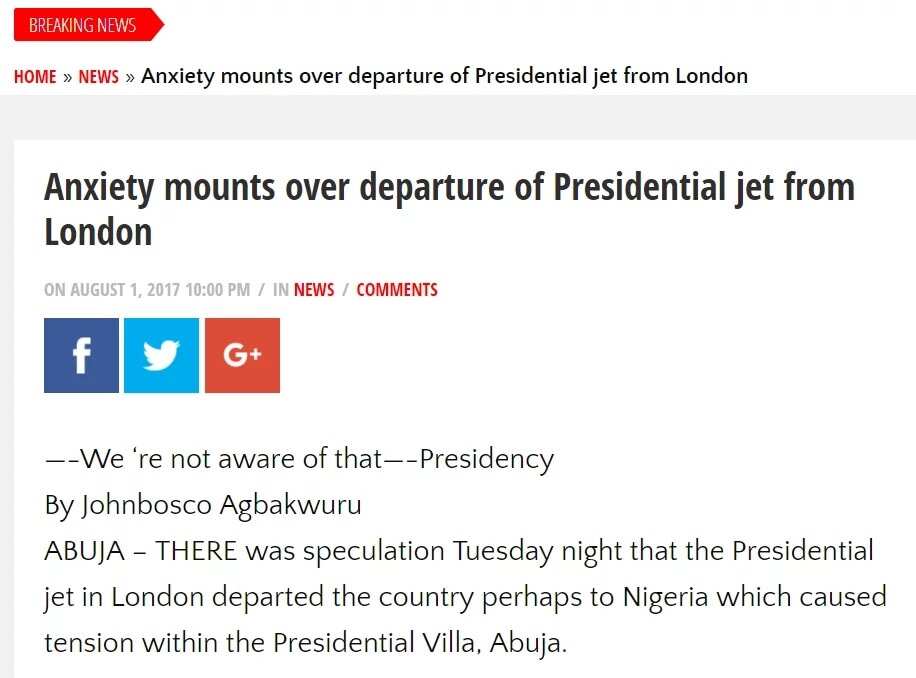 Presidential plane allegedly departs from London Presidential plane allegedly departs from London