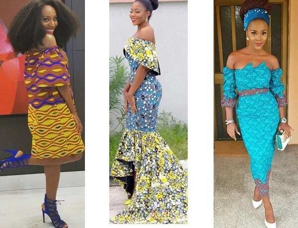 off shoulder ankara gowns 2018