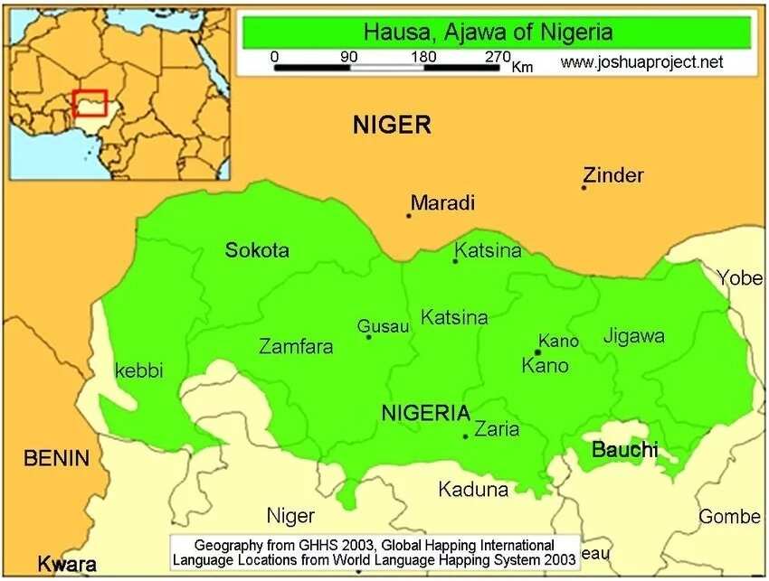 Map of the Hausa states in Nigeria