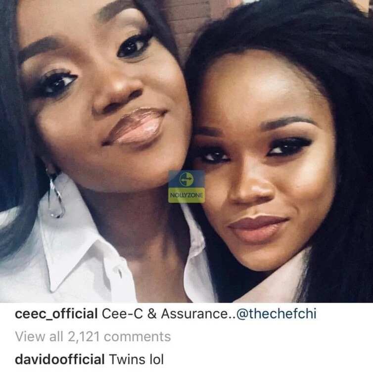 Davido's girlfriend Chioma takes photos with BBNaija's Cee-c, Singer reacts