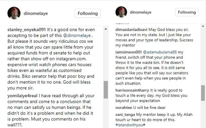 Nigerians react as Senator Dino Melaye seek funds to help 6-year-old boy paralysed by Boko Haram (photos)