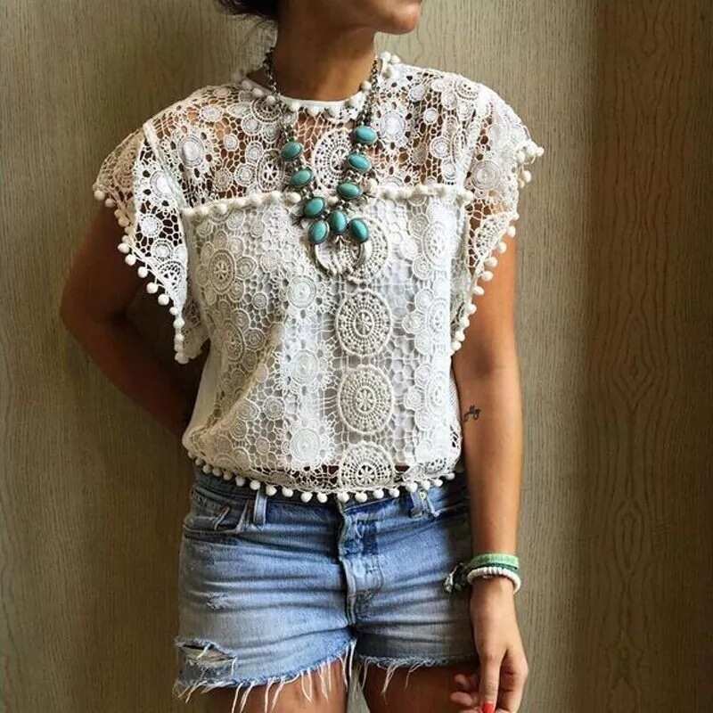 White cord lace top