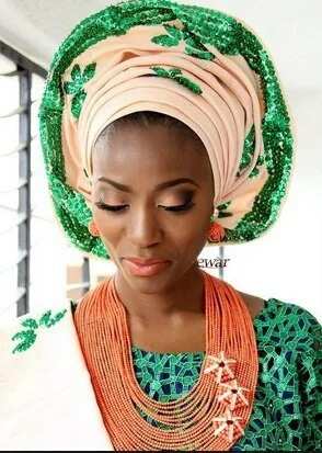 Gele styles in Nigeria EMERALD GREEN