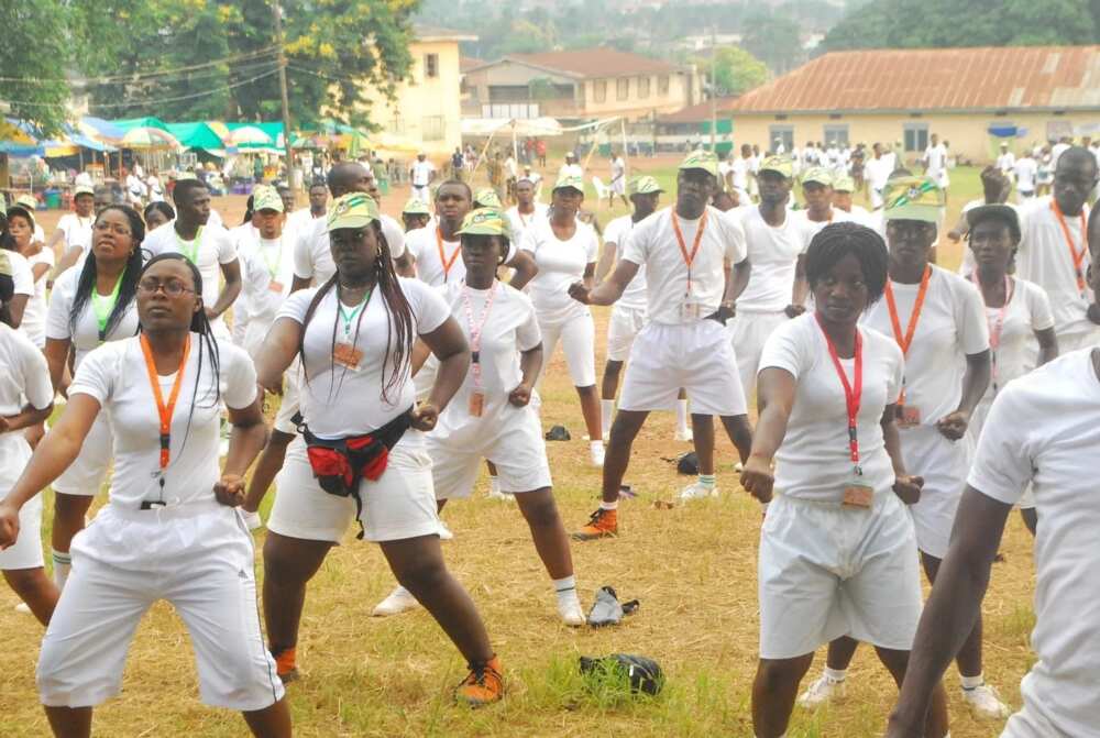 NYSC members at the orientation camp