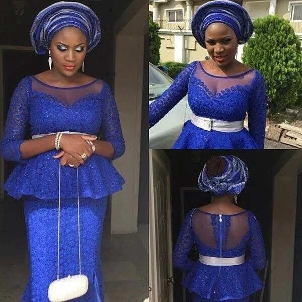 Nigerian beaded lace blouse style with chiffon