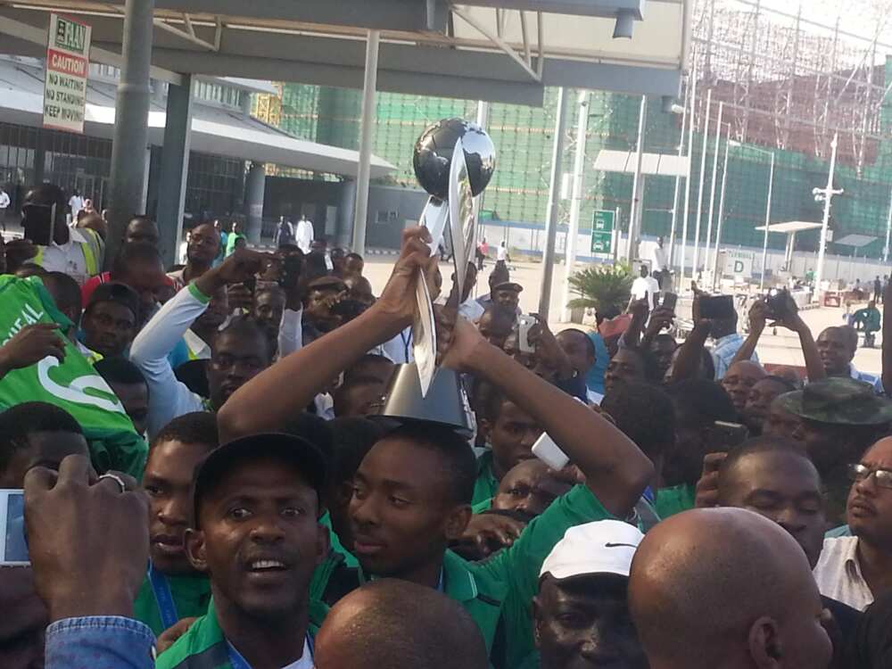 Celebrations As Golden Eaglets Arrive Abuja