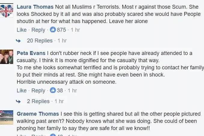 Is she heartless? Muslim woman seen walking through London attack