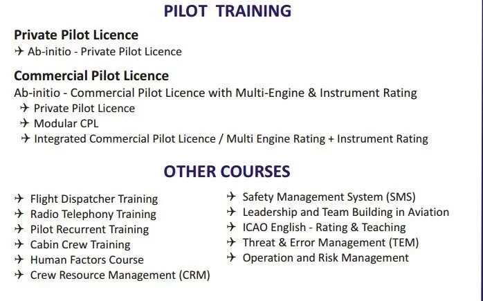 The International Aviation College courses