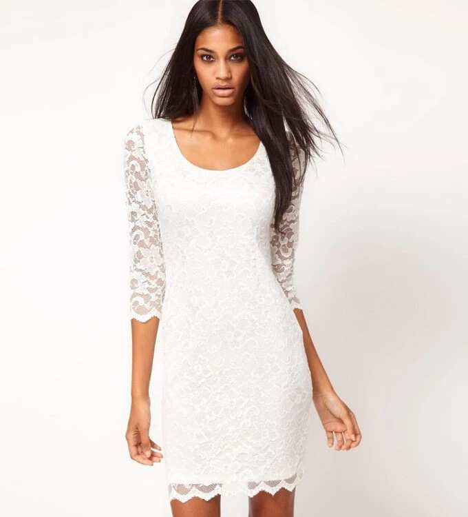 White short French lace dress