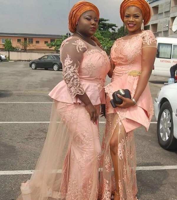 Nigerian peach French lace styles