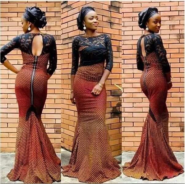 Ankara gown with black lace