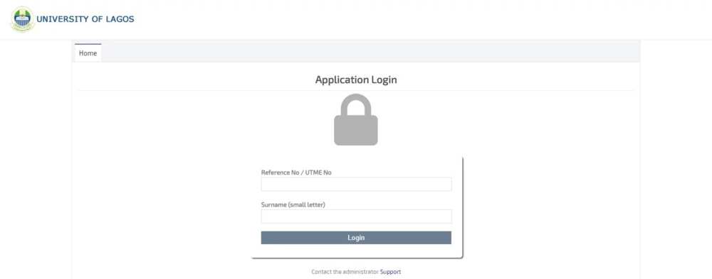 Application login page Application login page