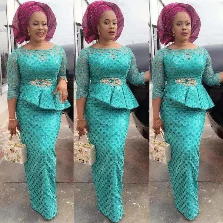 aso ebi bella lace skirt and blouse