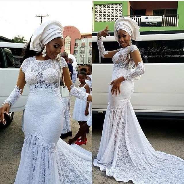 Nigerian French lace wedding dress