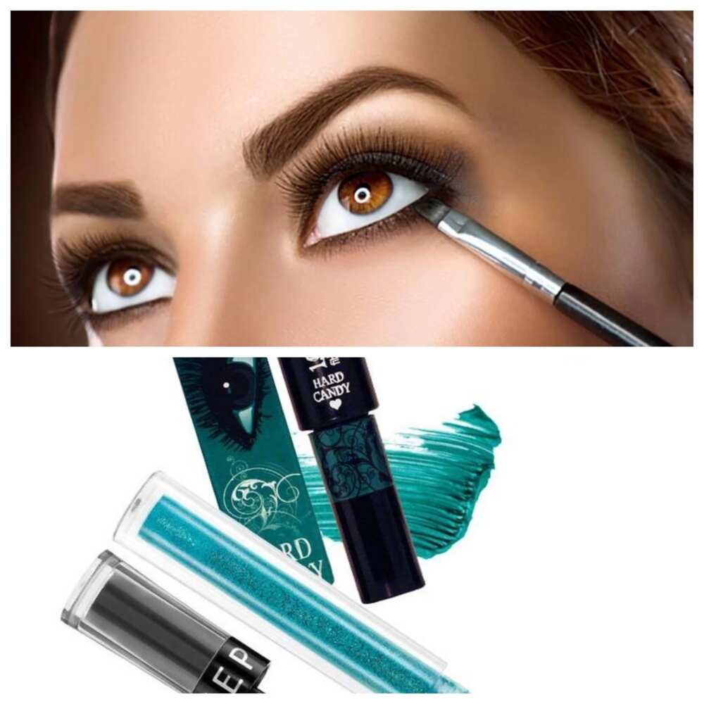 Mascara and eyeliner