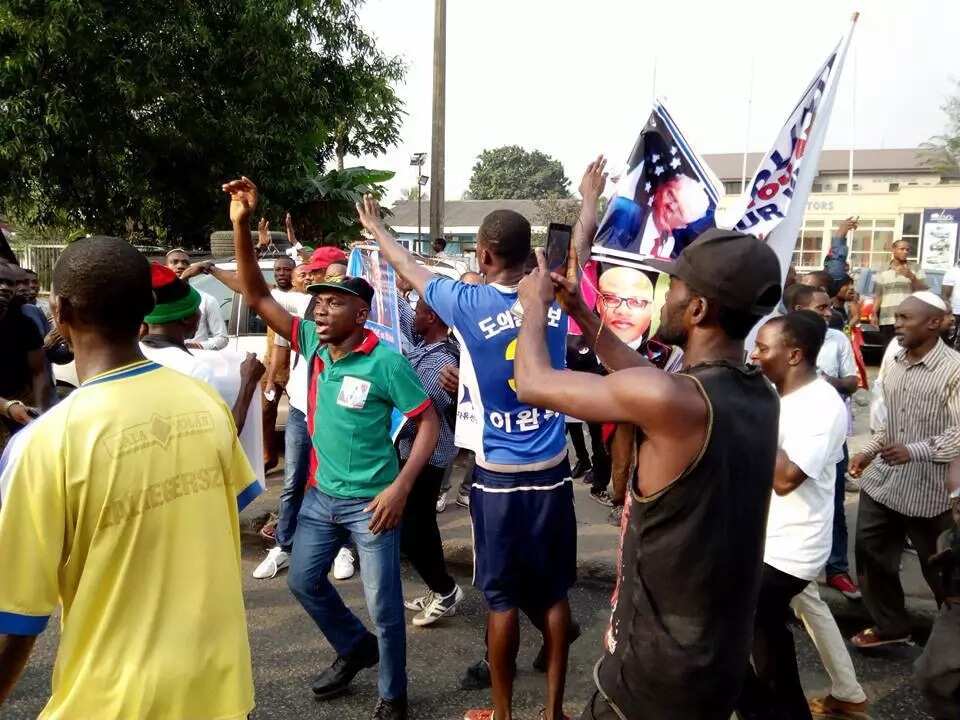 Biafra supporters hold solidarity march for Trump