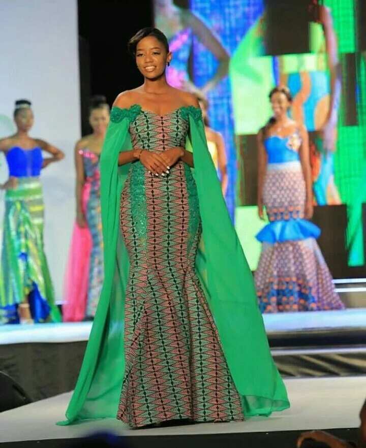 ankara gown with cape