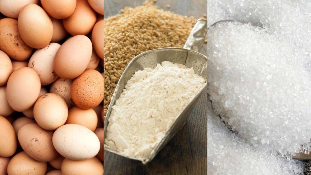 Ingredients for a plain cake