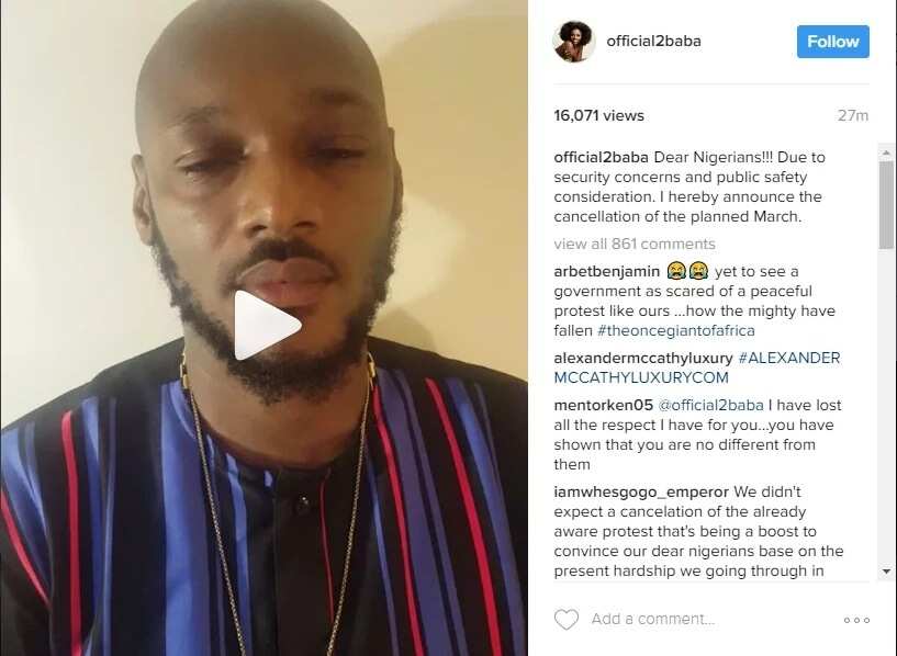 Breaking: 2baba cancels nationwide protest