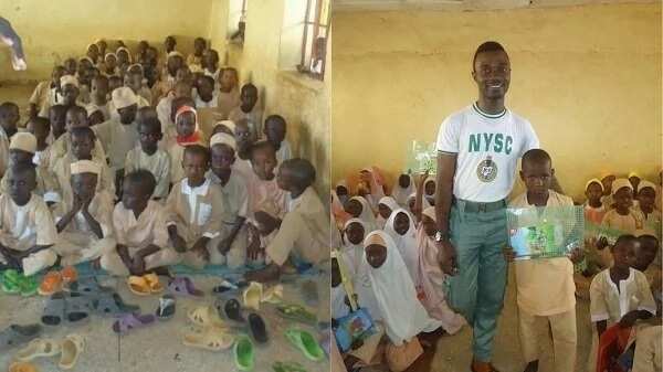 Yan bautar kasa sun ziyarci makarantar firamare a Kano inda dalinbai ke karatu a kasa (hotuna) Yan bautar kasa sun ziyarci makarantar firamare a Kano inda dalinbai ke karatu a kasa (hotuna)