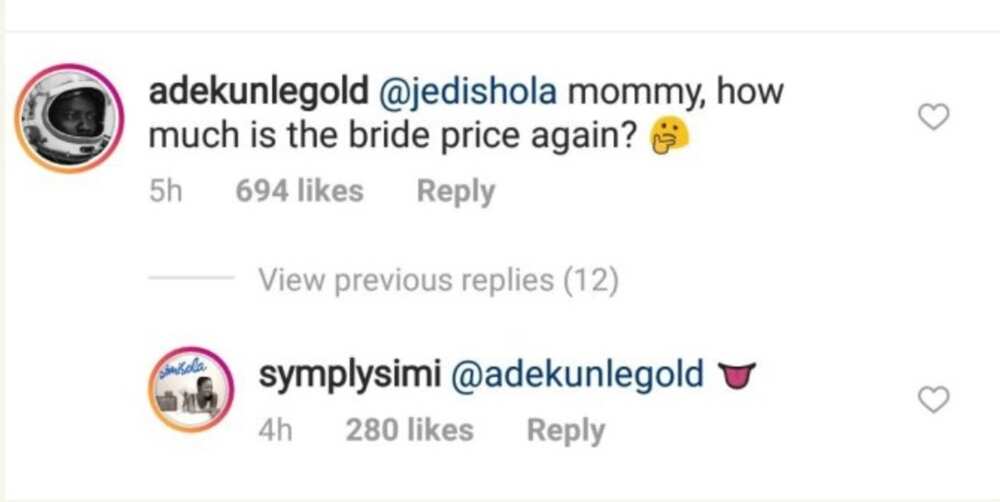 Adekunle Gold jokingly asks for Simi’s bride price, her mother responds