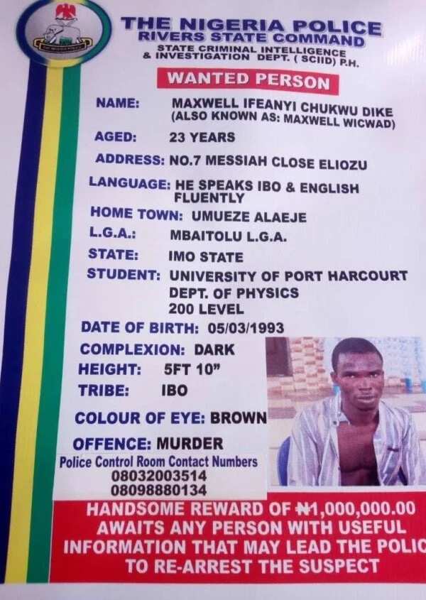 Police re-arrest 23-year-old UNIPORT student who escaped from detention in Rivers
