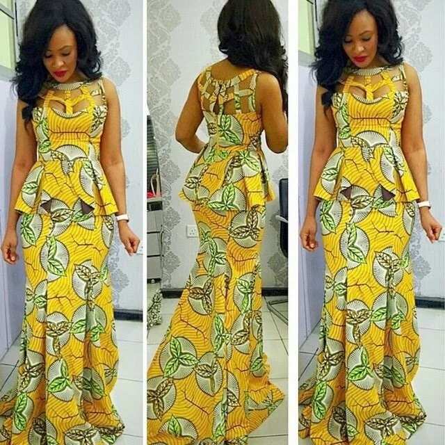 Ankara skirt and blouse 2017 in yellow color