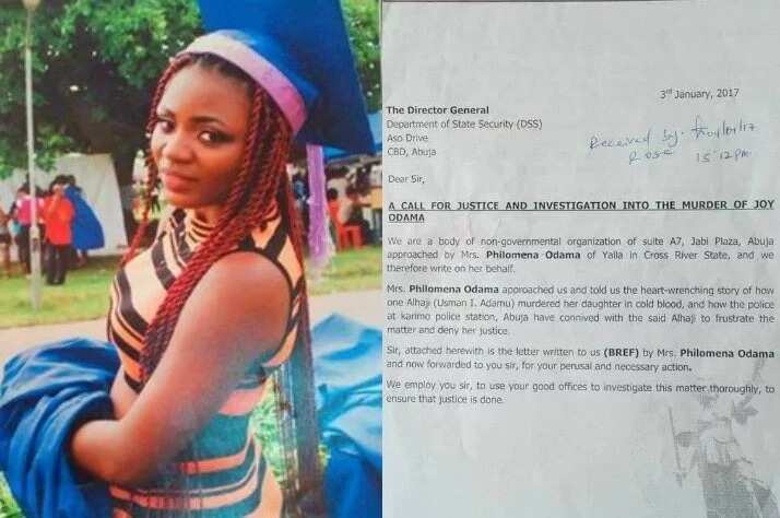 Odama's picture and a copy of her mother's petition.
