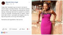 Nigerian lady sent out of church for indecent dressing in Onitsha, see what she wore (photo)
