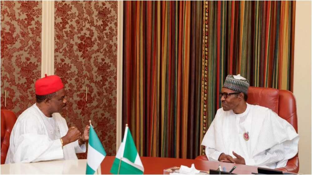 President Buhari receives Governor Willie Obiano in Aso Rock