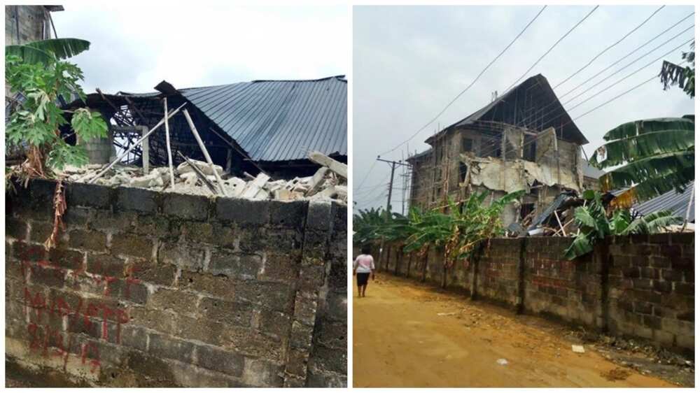 Commotion as three-storey building collapses in Rivers state (photos)