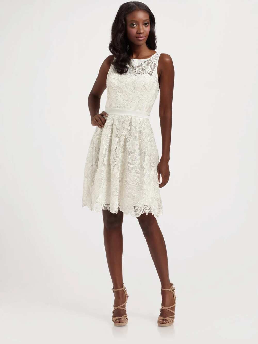 Short white lace dress