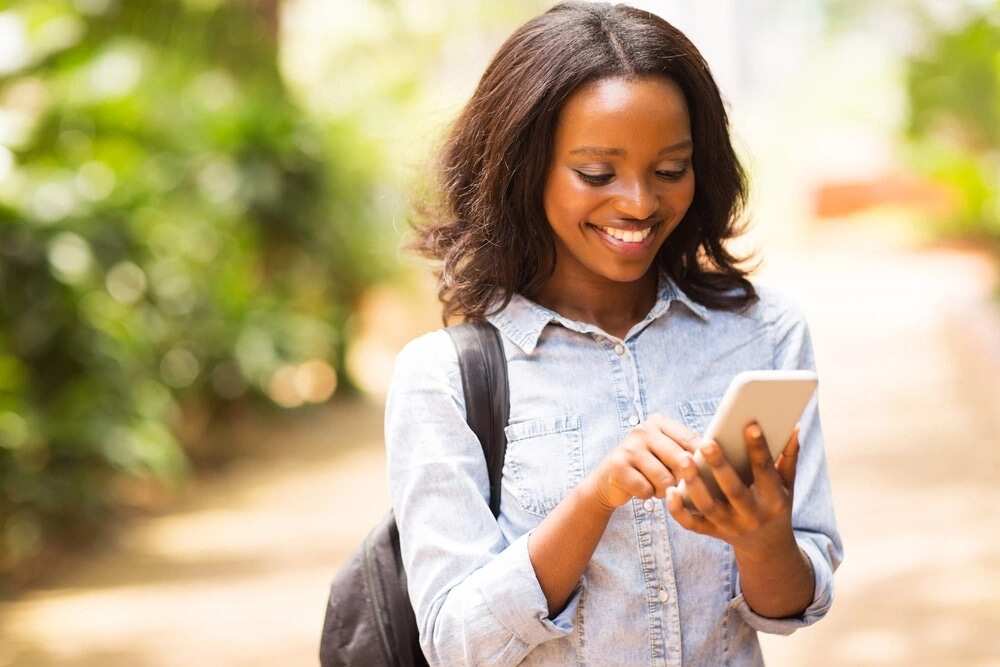 Girl with her phone