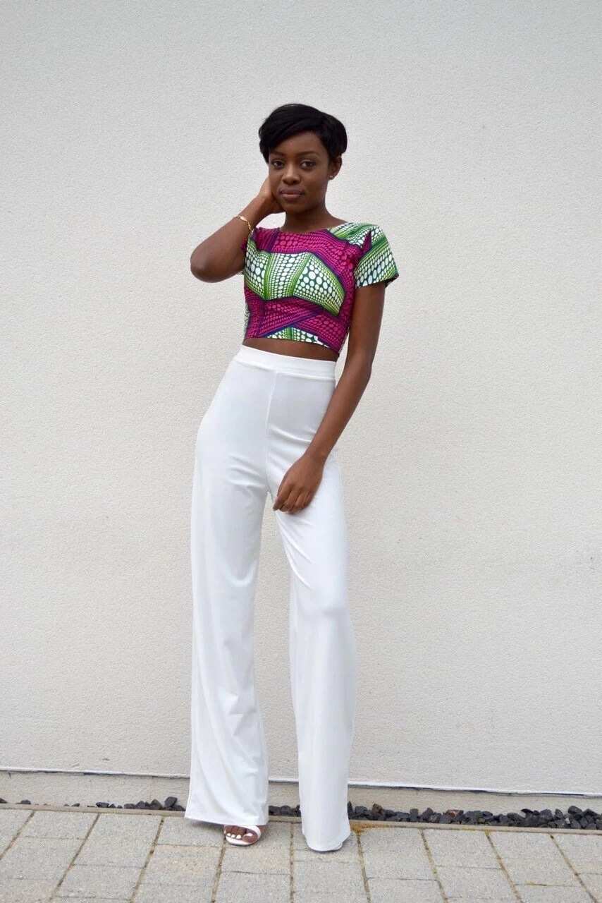 Ankara tight crop top and wide trousers