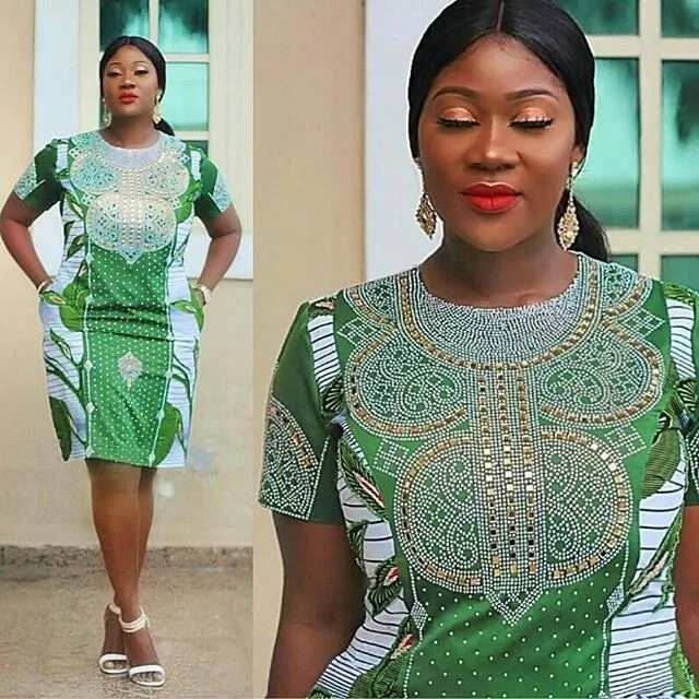Ankara dress with sequins and beads