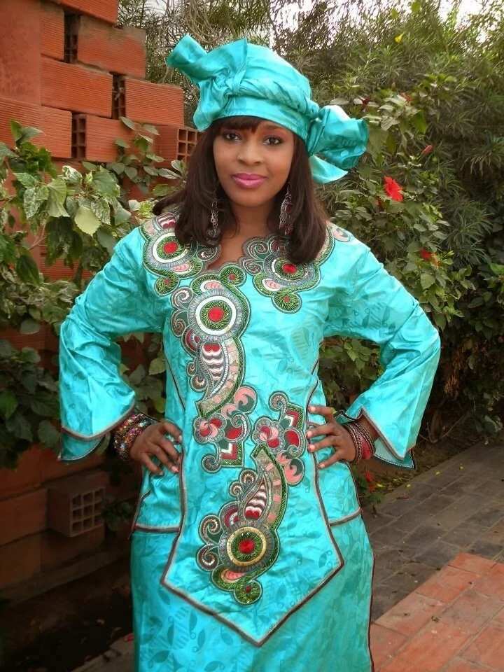 Senegalese dress with bright embroidery